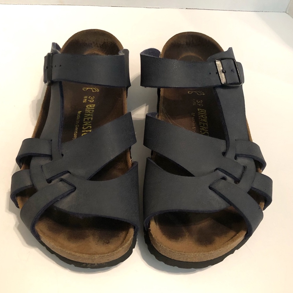 Birkenstock PISA Blue Strap Shoe Sz 39 Sz 8 Women Summer Trend Footbed Sandals - Picture 2 of 8